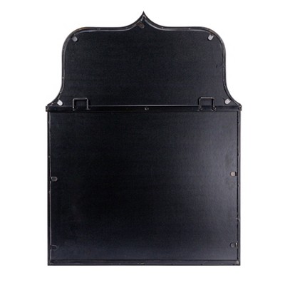Distressed Black Arched Metal Framed Wall Mirror