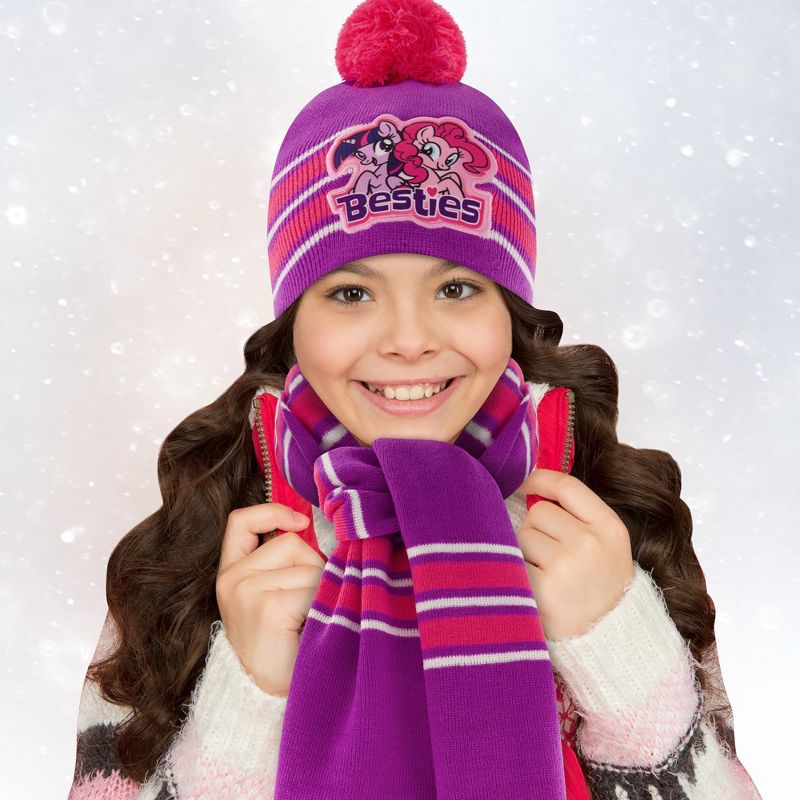 My Little Pony Girls Winter Hat, Kids Gloves, and Scarf Set, Kids Ages 4-7 (Purple), 2 of 3