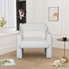Vynxaria 22.8 Inch Modern Minimalist Accent Chairs, Gray Teddy Fleece Chairs with Armrests and Pillow, Ideal for Living Room & Bedroom - 2 of 4