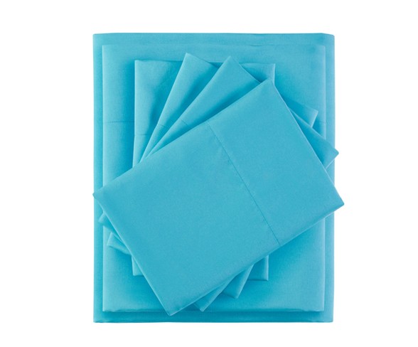 Twin 4pc Microfiber Sheet Set with Side Storage Pockets Aqua