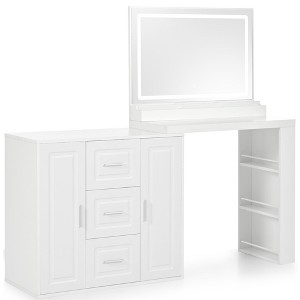 Dexmalle 59" Makeup Vanity Desk with LED Mirror,3 Drawers and 2 Cabinets - 1 of 4