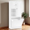 Mshliw Tall Bathroom Storage Cabinet with Flip-Out Basket, Adjustable Shelves & 2 Doors, MDF Cabinet with Aluminum Alloy Handles - 3 of 4