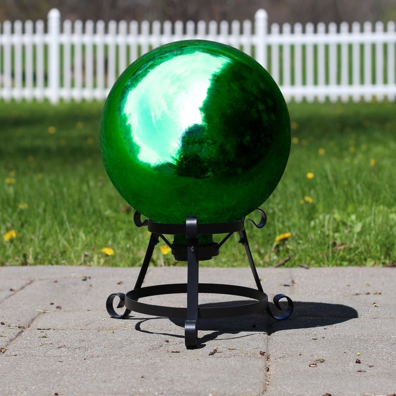 Northlight 10" Emerald Green Shiny Outdoor Garden Gazing Ball, 3 of 4
