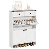 White Freestanding Shoe Storage Cabinet, Wooden Shoe Organizer with 2 Flip Drawers and 2 Storage Drawers, Narrow Shoe Rack Cabinets - 2 of 4