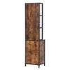 FURNIinspire Utility Storage Cabinets Vintage Style Salon Station with Adjustable Feet and Spacious Shelves for Beauty, Brown, 17.25"*13.25"*67.5" - 2 of 4