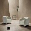 Set of 2 Hugues Modern Comfortable Upholstered Swivel Chair with Sturdy Wooden Base and Dual-layered Armrest | HULALA HOME-IVORY - 3 of 4