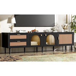 PAGED 2 Drawers TV Stand for TVs Up to 80 Inch,Console Table with 3 Cabinets and LED Light for Bedroom,Living Room - 1 of 4