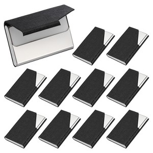 Unique Bargains Business Luxury PU Leather Name Card Case with Magnet Black 10 Pcs - 1 of 4