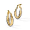 Black Bow Jewelry 6.5mm x 27mm (1 1/16 Inch) 14k Two Tone Gold Triple Oval Hoop Earrings - 3 of 4