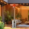 VEVOR Patio Heater for Outdoor Use, 50000BTU Propane Heater Tall Hammered With Round Table Design, Metal Burner and Wheels,Fixed Flame Heater, Silver - 2 of 4