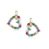 Guili 14k Yellow Gold Heart Earrings, Gemstone Outline, Playful & Vibrant, Perfect for Everyday Sparkle and Cheerful Celebrations. - 2 of 2