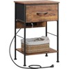GALAXHERO Nightstand with Charging Station, 25" Bedside Table with Fabric Drawer and Open Shelf, 2-Tier Small End Table for Bedroom - 2 of 4