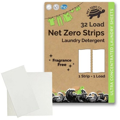 Net Zero Eco Laundry Detergent Strips Fragrance-Free - Pack of 32 Strips