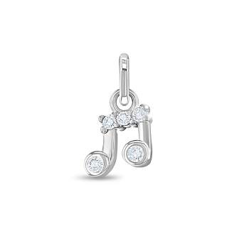 Girls' CZ Musical Note Sterling Silver Charm - Clear - In Season Jewelry