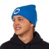 Disney Monsters Inc. Beanie Embroidered Logo Patch Adult Waffle Knit Winter Hat Blue - 3 of 4