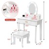Kids' Vanity Set with Mirror and Light, Makeup Table and Stool for Girls, Vanity Table and Chair Set with Wood Makeup Playset - 2 of 4