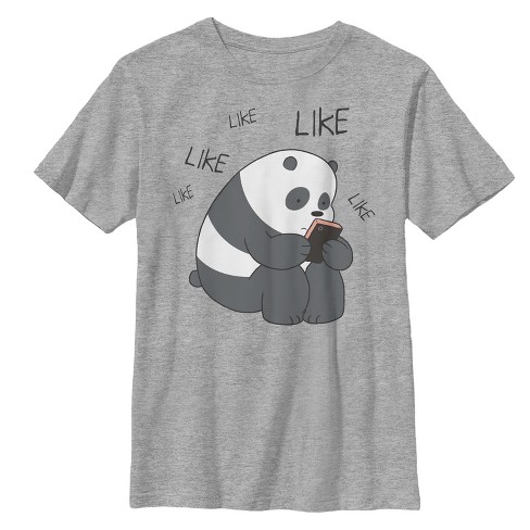 Boy's We Bare Bears Panda Internet Likes T-Shirt - Athletic Heather - Medium