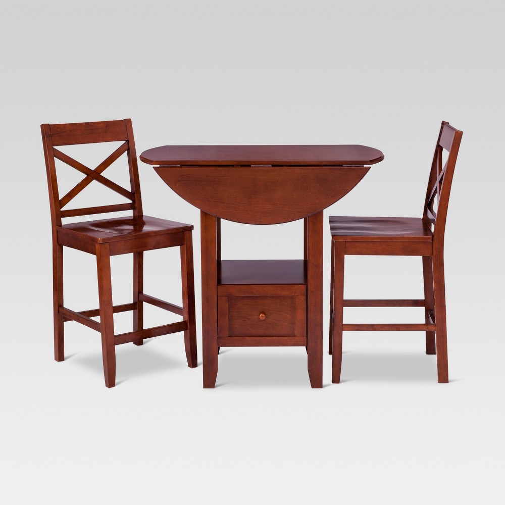 3pc Storage Extendable Dining Table Set Brown Threshold For Sale