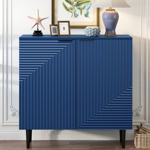 TIRAMISUBEST Navy Blue Mobile Side Cabinet with Adjustable Shelves - Modern Minimalist Storage for Home or Office - 1 of 4