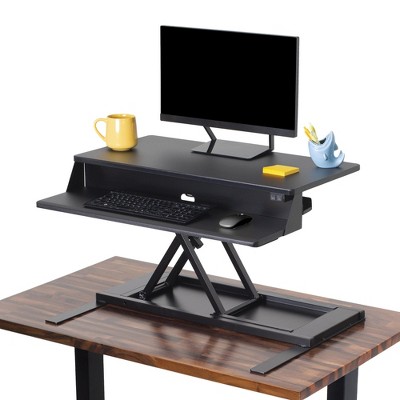 FlexPro Premier Electric Standing Desk Converter – 32" Sit to Stand Workstation – Black – Stand Steady