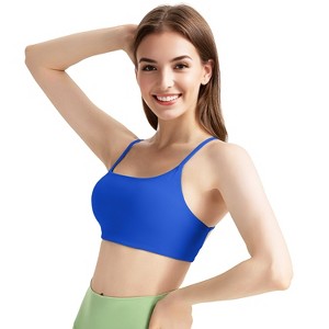 NPolar "Women’s Cross-Back Sports Bra, Padded Strappy Crop Top with Removable Pads for Gym & Yoga" Blue - 1 of 4