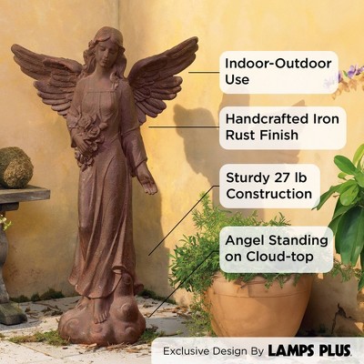 Large Rust Finish Resin Tudor Garden Angel Statue