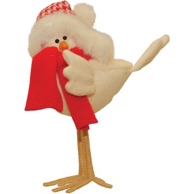 Northlight 8.25" Beige and Red Standing Bird with Scarf Christmas Tabletop Figurine