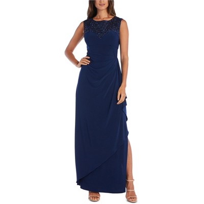 R & M Richards Womens Sequin Top Gown Dress