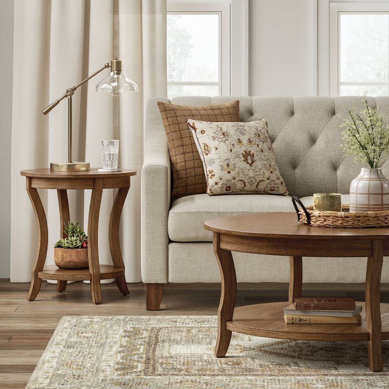 Shelburne Round Wood Accent Table Natural - Threshold&#8482;, 3 of 9