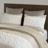 3Pcs Boho Style Cotton Duvet Set, Botanic Print Tufted Chevron Chenille Bedding, Farmhouse Bed Set with Matching Shams - 3 of 4