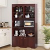 63" 5-Tier Bookcase with 6 Open Shelves & Hidden Storage Door - Adjustable Feet, Modern Floor Standing Shelf for Home Office - 4 of 4