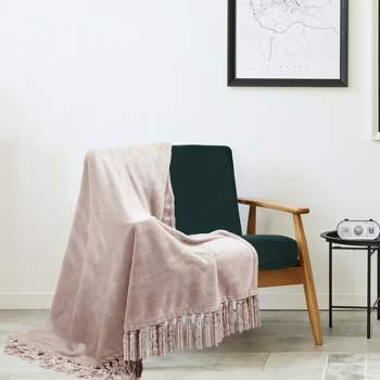 Kate Aurora Ultra Soft & Plush Fringed Oversized Accent Fleece Throw Blanket Cover - 50 in. W x 70 in. L