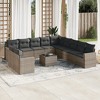 vidaXL 12 Piece Patio Sofa Set with Cushions Gray Poly Rattan - With Table - 2 of 4