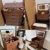Gulches 3 in 1 Vanity Desk with Plip Top Mirror,Small Make Up Vanity Set ,Makeup Vanity with Drawers,Dressing Table for Bedroo,Walnutm - 4 of 4