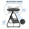 2 Person Porch Swing Chair, Heavy Duty Outdoor Patio Swing Glider with Adjustable Canopy & Removable Cushions, Independent Swing Chairs - 3 of 4
