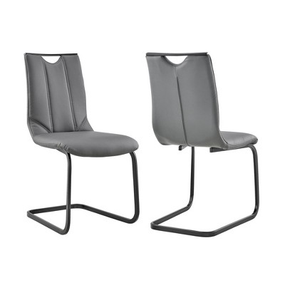 Set of 2 Pacific Faux Leather Finish Dining Chair Gray/Black - Armen Living