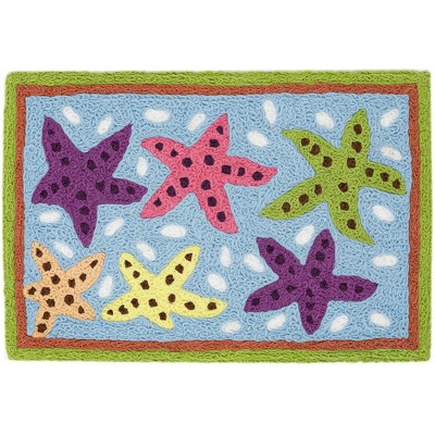 Jellybean Sensational Starfish Doormat – Coastal Welcome Mat with Colorful Starfish Design for Indoor/Outdoor Use, 20"X30"