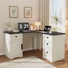 Farmhouse 60" Executive L Shaped Desk, Home Office Desk with File Drawers and Storage Cabinet, Corner Computer Desk - 4 of 4