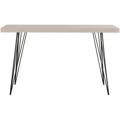 Transitional Taupe and Black Rectangular Console Table with Iron Legs