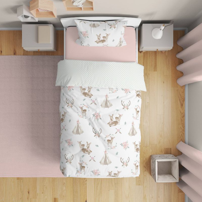 5pc Deer Floral Toddler Kids&#39; Bedding Set - Sweet Jojo Designs, 3 of 8