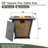 Gulches 28" 50,000 BTU Propane Fire Pit Table, Square Steel & Textilene Outdoor Fire Table with Lid/Rain Cover/Volcanic Rocks - 2 of 4