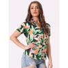 Allegra K Women's Hawaiian Floral Leaves Printed Short Sleeve Button Down Vintage Shirt - 3 of 4