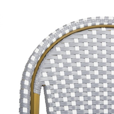 Transitional Grey and White Wicker Counter Stool - 19"x43"
