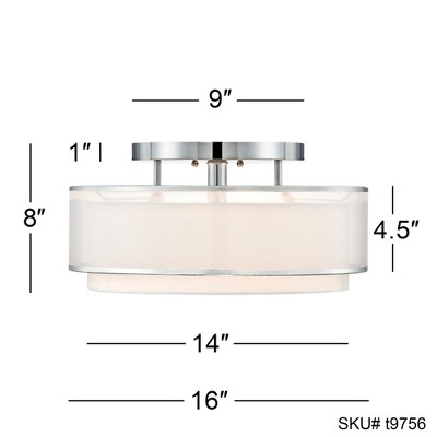 Chrome Double Drum Shade Semi-Flush Mount Ceiling Light