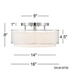Possini Euro Design Modern Ceiling Lighting Semi Flush Mount Fixture 16" Wide Chrome 2-Light Sheer Outer Off White Inner Drum Shade for Bedroom House - 4 of 4