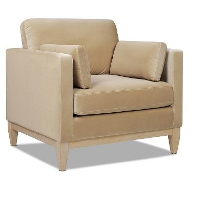 Knox 36" Fawn Brown Velvet Armchair with Wood Base
