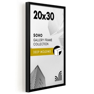 Americanflat 20x30 Poster Frame with Polished Plexiglass - Soho Collection - Gallery Style Deep Molding Picture Frames for Wall Display - Black - 1 of 4