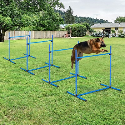 4 Piece Dog Agility Training Equipment for Dog Agility Course with Adjustable Height Jump Bars