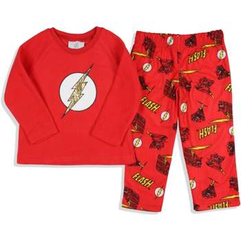 DC Comics Toddler Boys' Classic The Flash Logo Raglan Sleep Pajama Set Red