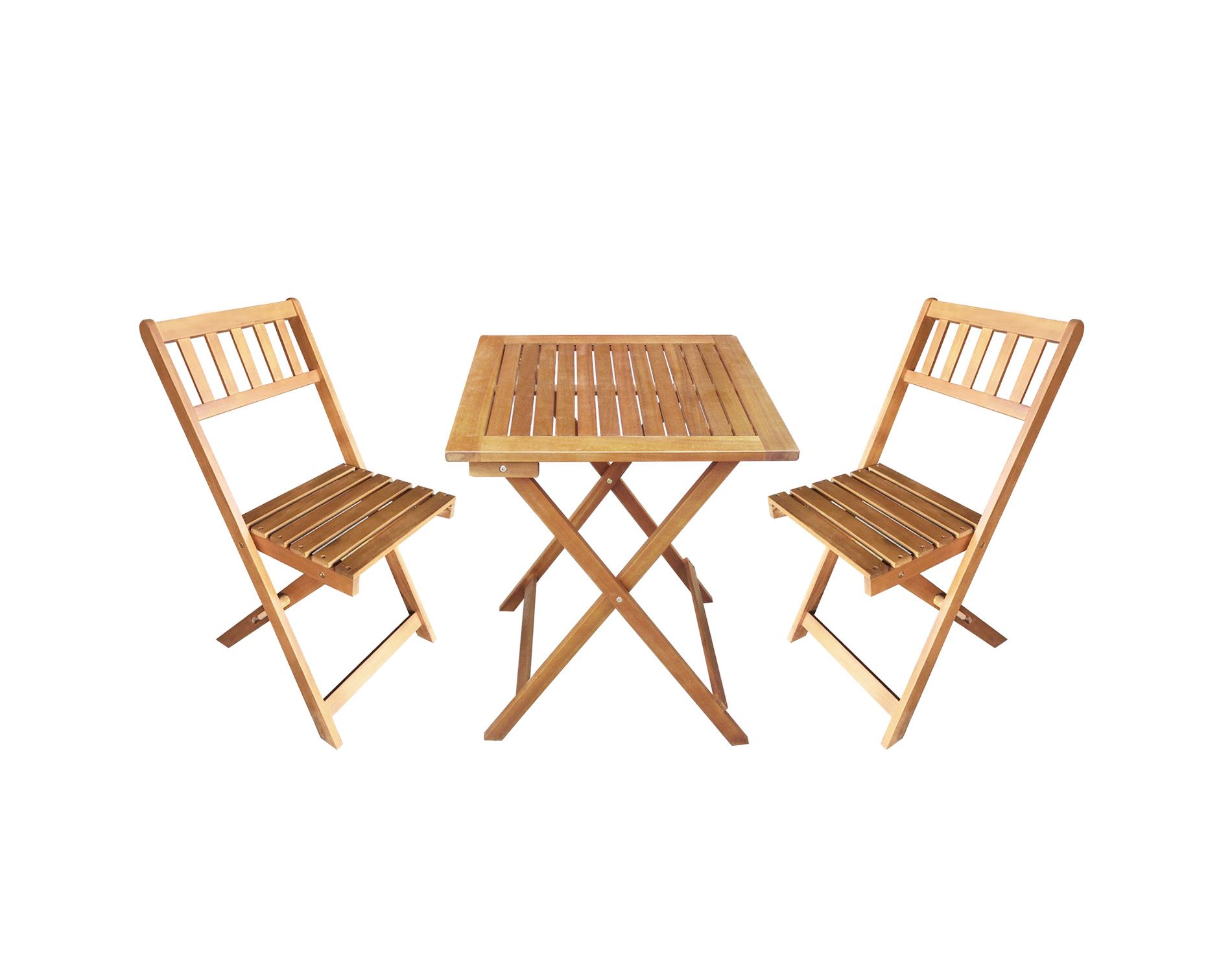 BestMassage 3-Pieces Acacia Wood Folding Bistro Set Outdoor Dining Set, Natural